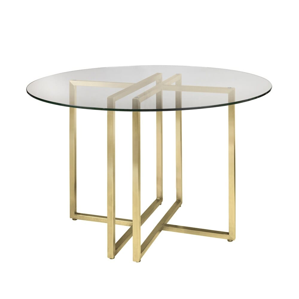 Euro Style - Legend 42inW Round Dining Table, Glass/Matte Brushed Gold - 81142MBG-KIT veiw 1