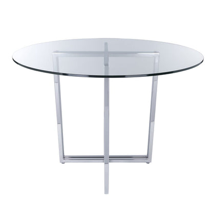 Euro Style - Legend 42inW Round Dining Table, Glass/Chrome - 81142CHRM-KIT veiw 1