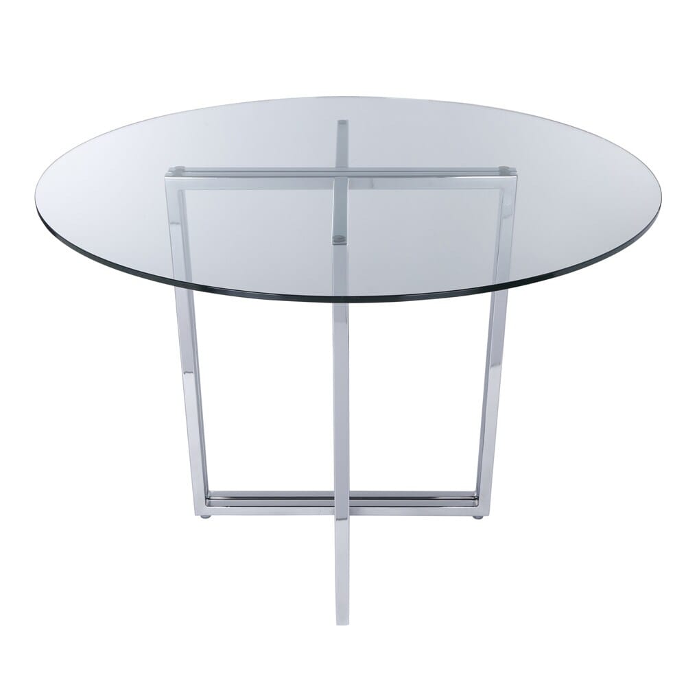 Euro Style - Legend 42inW Round Dining Table, Glass/Chrome - 81142CHRM-KIT veiw 2