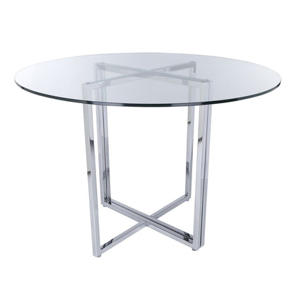 Euro Style - Legend 42inW Round Dining Table, Glass/Chrome - 81142CHRM-KIT veiw 3