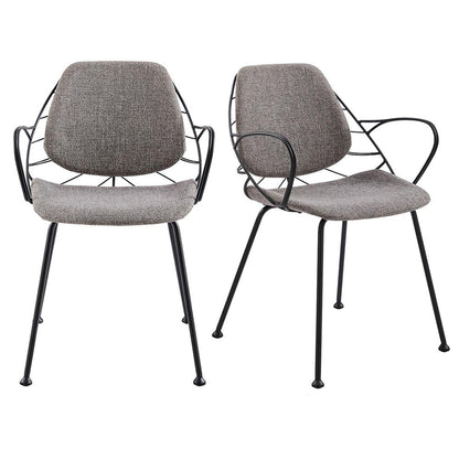 Euro Style - Linnea Fabric Armchairs, Light Gray/Matte Black - Set of 2 - 30562LTGRY veiw 1