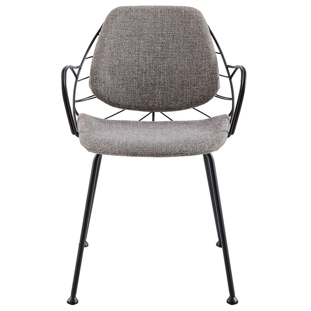 Euro Style - Linnea Fabric Armchairs, Light Gray/Matte Black - Set of 2 - 30562LTGRY veiw 2