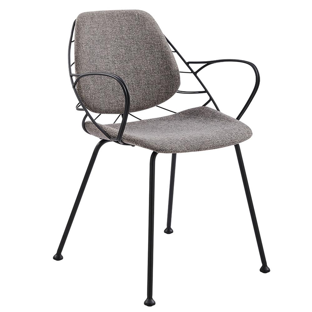 Euro Style - Linnea Fabric Armchairs, Light Gray/Matte Black - Set of 2 - 30562LTGRY veiw 3