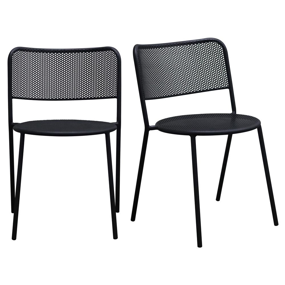 Euro Style - Nansen Stackable Outdoor Side Chairs, Black - Set of 2 - 90770-BLK veiw 1