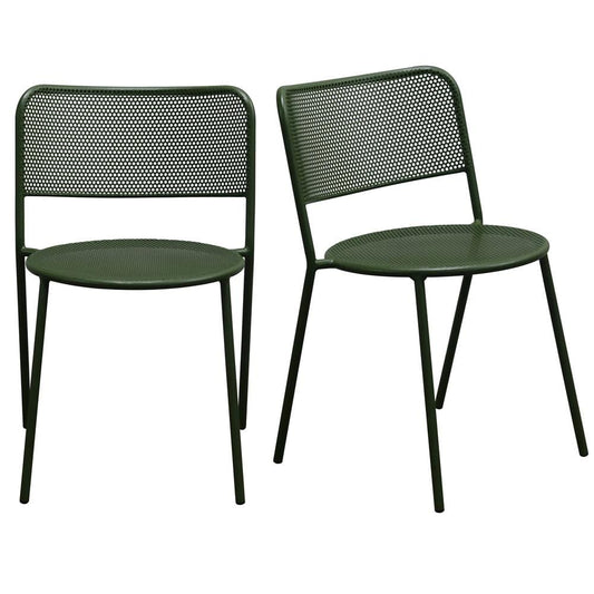 Euro Style - Nansen Stackable Outdoor Side Chairs, Dark Green - Set of 2 - 90770-DKGRN veiw 1