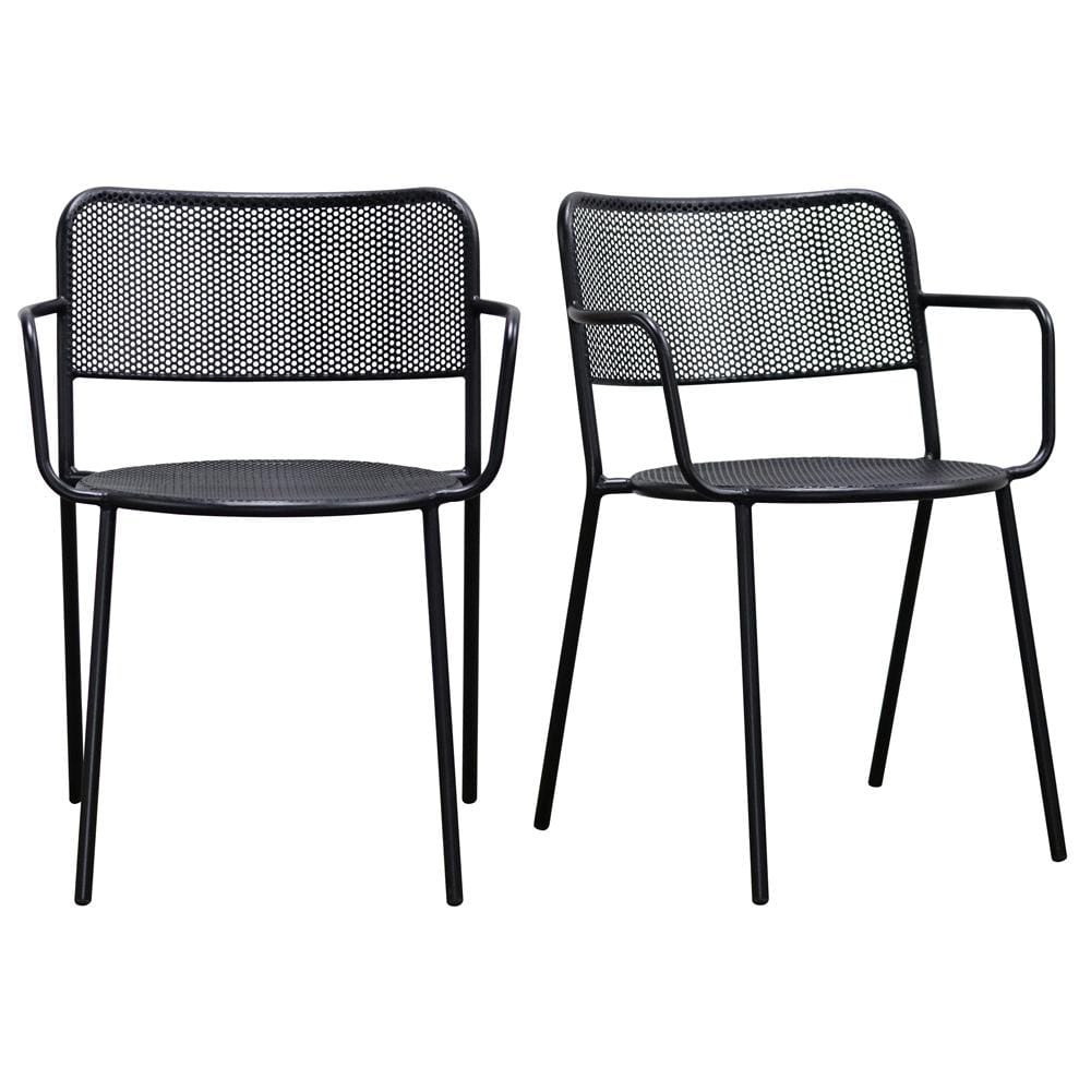 Euro Style - Nansen Stackable Outdoor Armchairs, Black - Set of 2 - 90772-BLK veiw 1
