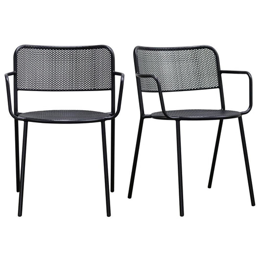 Euro Style - Nansen Stackable Outdoor Armchairs, Black - Set of 2 - 90772-BLK veiw 1