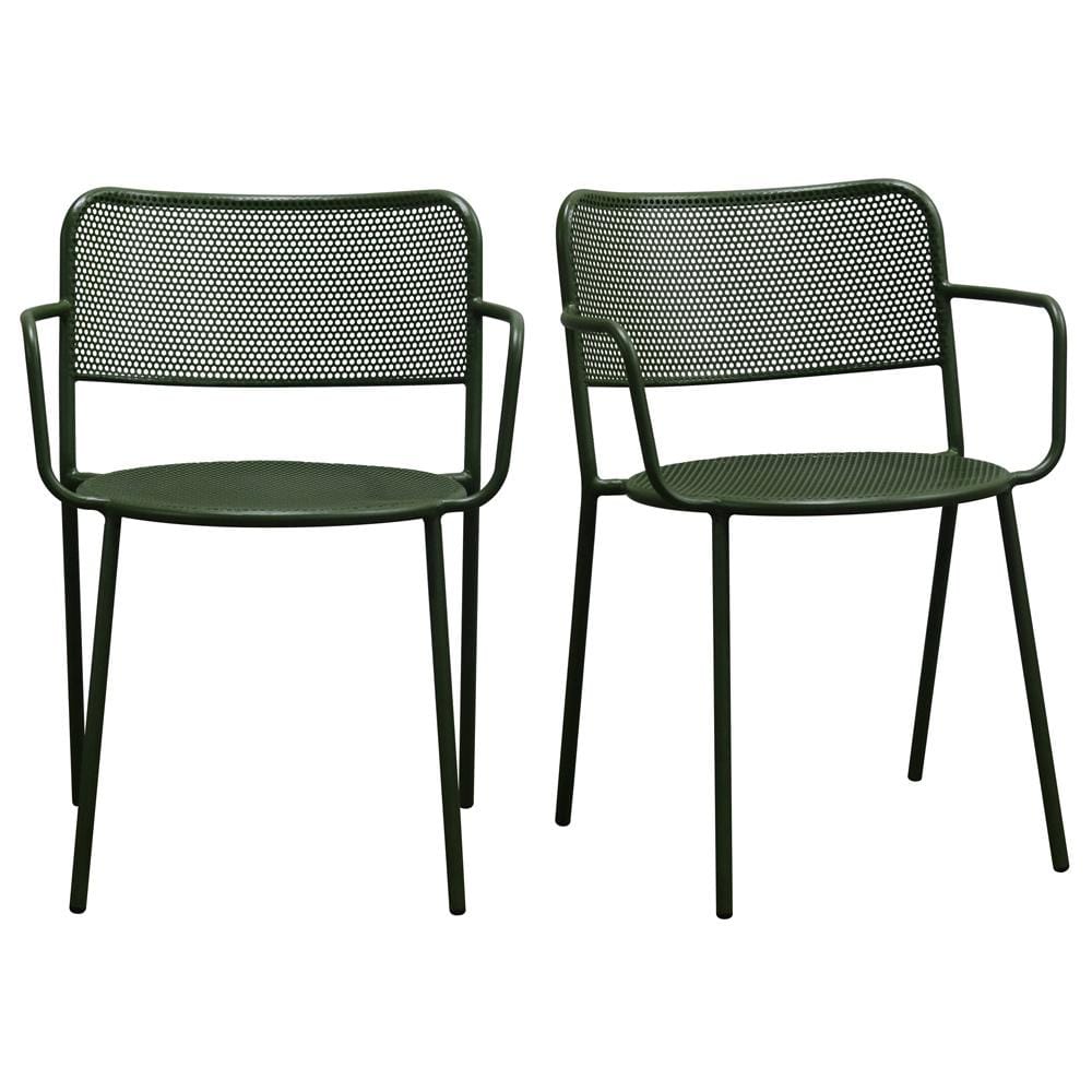 Euro Style - Nansen Stackable Outdoor Armchairs, Dark Green - Set of 2 - 90772-DKGRN veiw 1