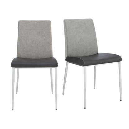 Euro Style - Rasmus Leatherette and Fabric Side Chairs, Charcoal Gray/Light Brown/Brushed Stainless Steel - Set of 2 - 30556DKGRY veiw 1