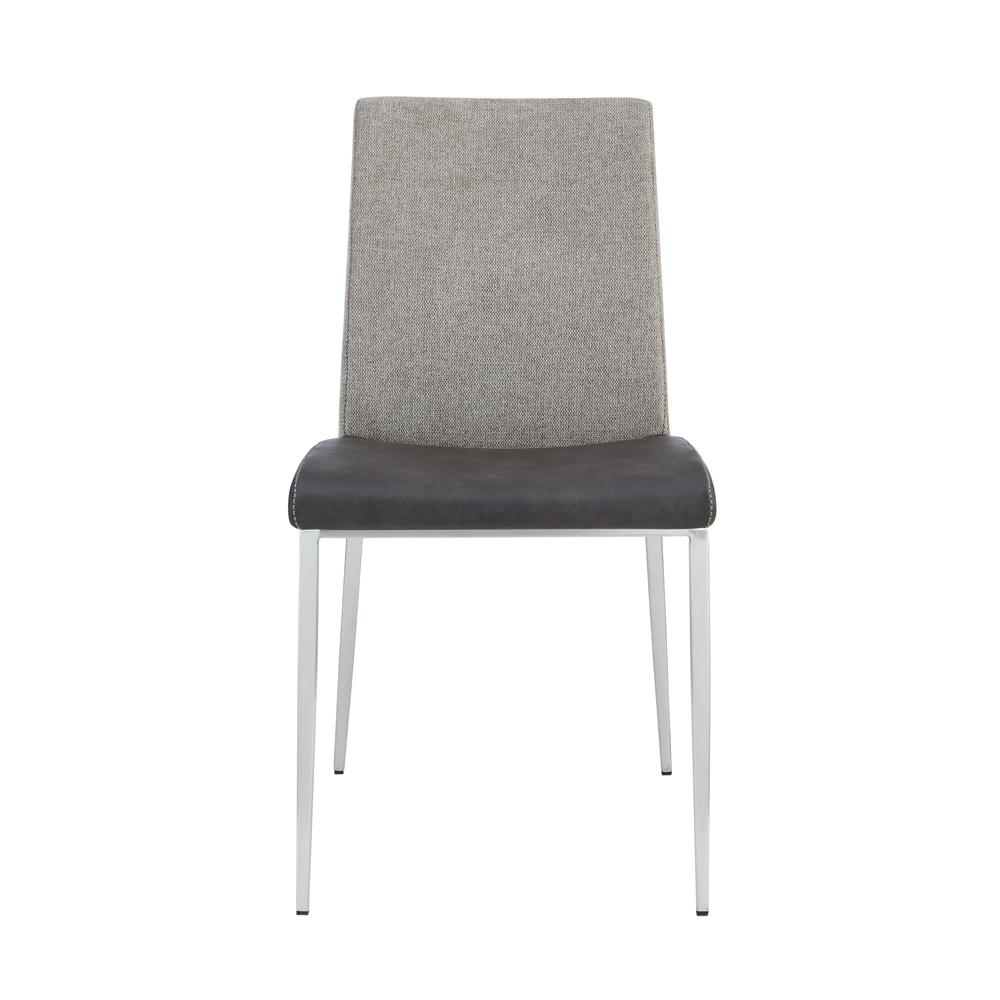 Euro Style - Rasmus Leatherette and Fabric Side Chairs, Charcoal Gray/Light Brown/Brushed Stainless Steel - Set of 2 - 30556DKGRY veiw 2