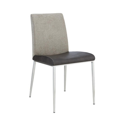 Euro Style - Rasmus Leatherette and Fabric Side Chairs, Charcoal Gray/Light Brown/Brushed Stainless Steel - Set of 2 - 30556DKGRY veiw 3