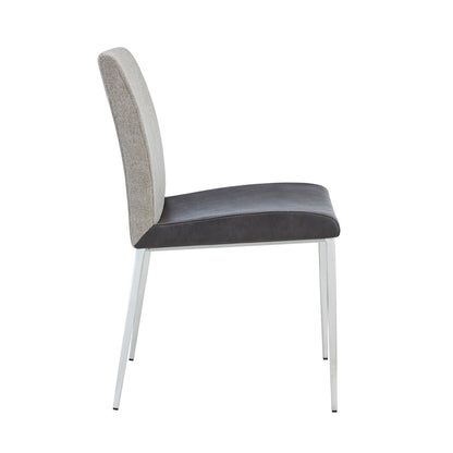 Euro Style - Rasmus Leatherette and Fabric Side Chairs, Charcoal Gray/Light Brown/Brushed Stainless Steel - Set of 2 - 30556DKGRY veiw 4