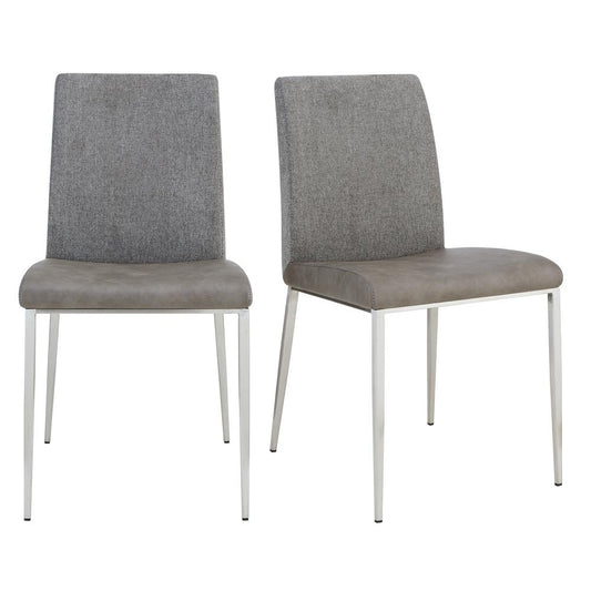 Euro Style - Rasmus Leatherette and Fabric Side Chairs, Gray/Charcoal Gray/Brushed Stainless Steel - Set of 2 - 30556LTGRY veiw 1