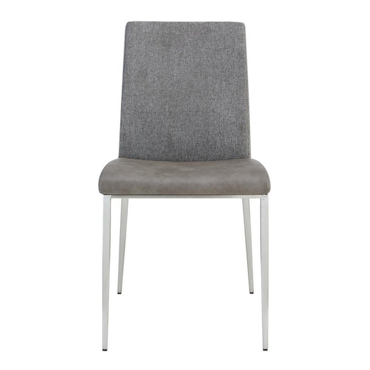 Euro Style - Rasmus Leatherette and Fabric Side Chairs, Gray/Charcoal Gray/Brushed Stainless Steel - Set of 2 - 30556LTGRY veiw 2
