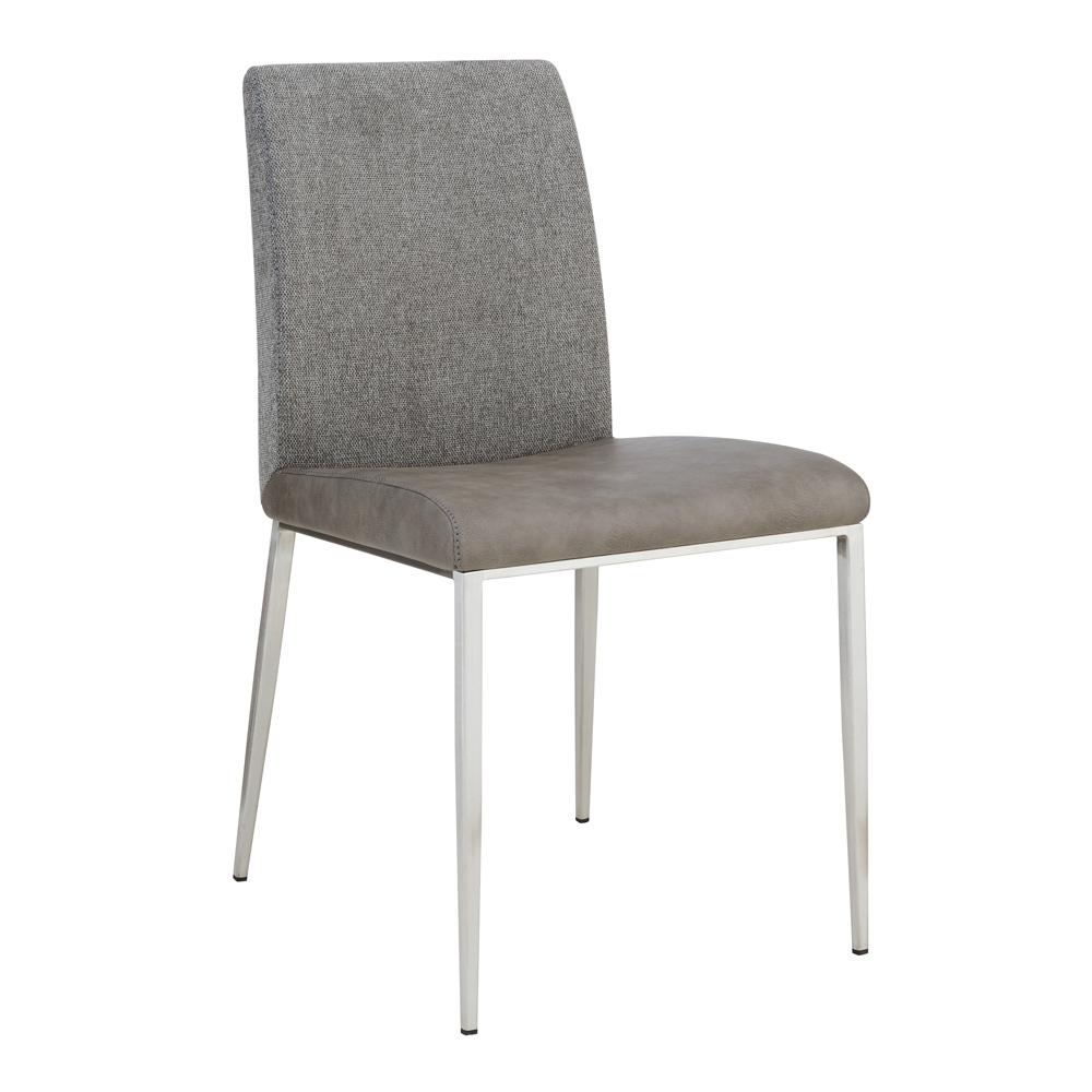 Euro Style - Rasmus Leatherette and Fabric Side Chairs, Gray/Charcoal Gray/Brushed Stainless Steel - Set of 2 - 30556LTGRY veiw 3