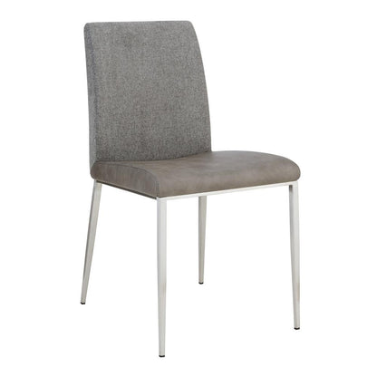 Euro Style - Rasmus Leatherette and Fabric Side Chairs, Gray/Charcoal Gray/Brushed Stainless Steel - Set of 2 - 30556LTGRY veiw 3