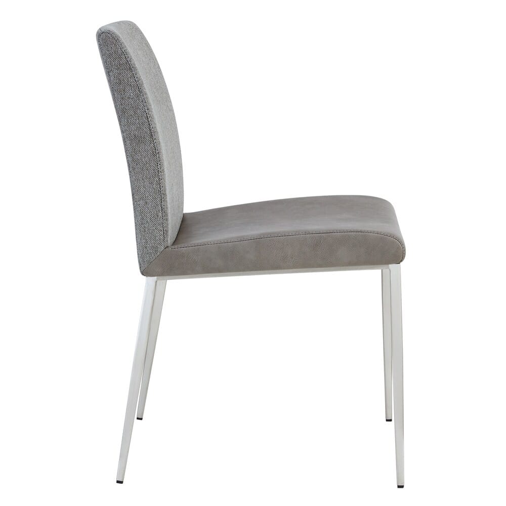 Euro Style - Rasmus Leatherette and Fabric Side Chairs, Gray/Charcoal Gray/Brushed Stainless Steel - Set of 2 - 30556LTGRY veiw 4
