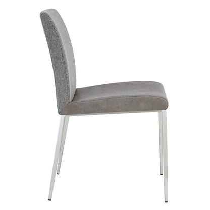 Euro Style - Rasmus Leatherette and Fabric Side Chairs, Gray/Charcoal Gray/Brushed Stainless Steel - Set of 2 - 30556LTGRY veiw 4