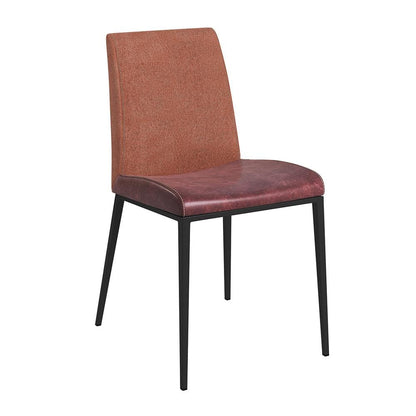 Euro Style - Rasmus Leatherette and Fabric Side Chairs, Saddle Brown/Orange/Brushed Stainless Steel - Set of 2 - 30557DKBRN veiw 3