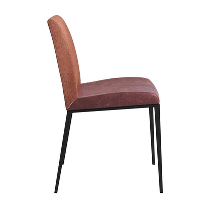 Euro Style - Rasmus Leatherette and Fabric Side Chairs, Saddle Brown/Orange/Brushed Stainless Steel - Set of 2 - 30557DKBRN veiw 4