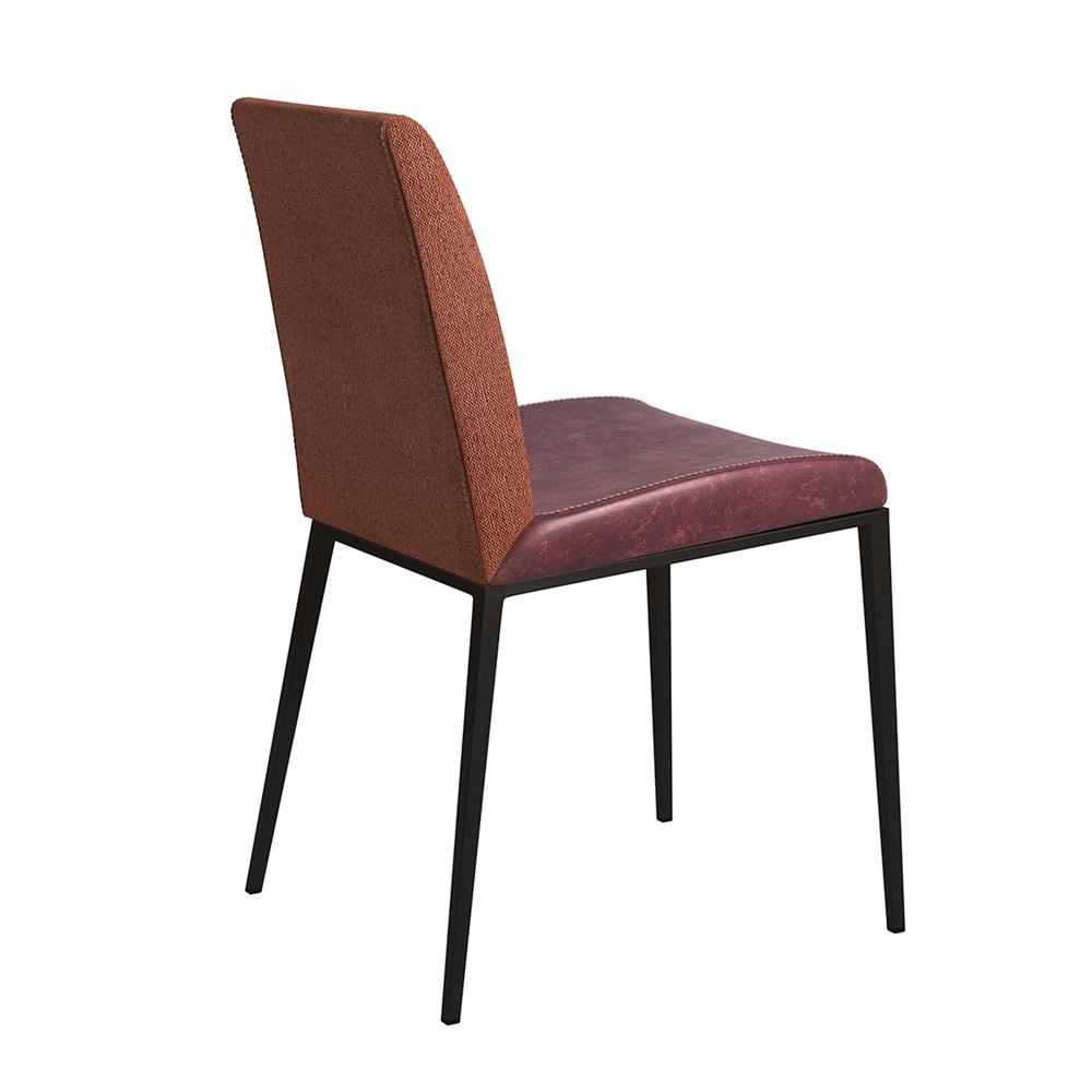 Euro Style - Rasmus Leatherette and Fabric Side Chairs, Saddle Brown/Orange/Brushed Stainless Steel - Set of 2 - 30557DKBRN veiw 5