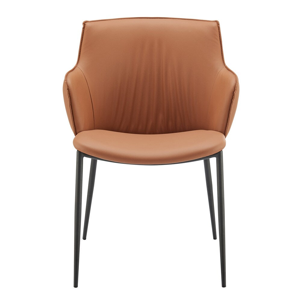 Euro Style - Ronja Leatherette Armchair, Dark Caramel/Black - 30980-COG veiw 1