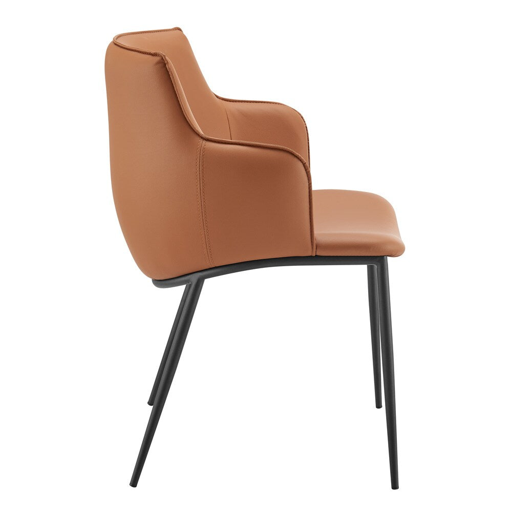 Euro Style - Ronja Leatherette Armchair, Dark Caramel/Black - 30980-COG veiw 3