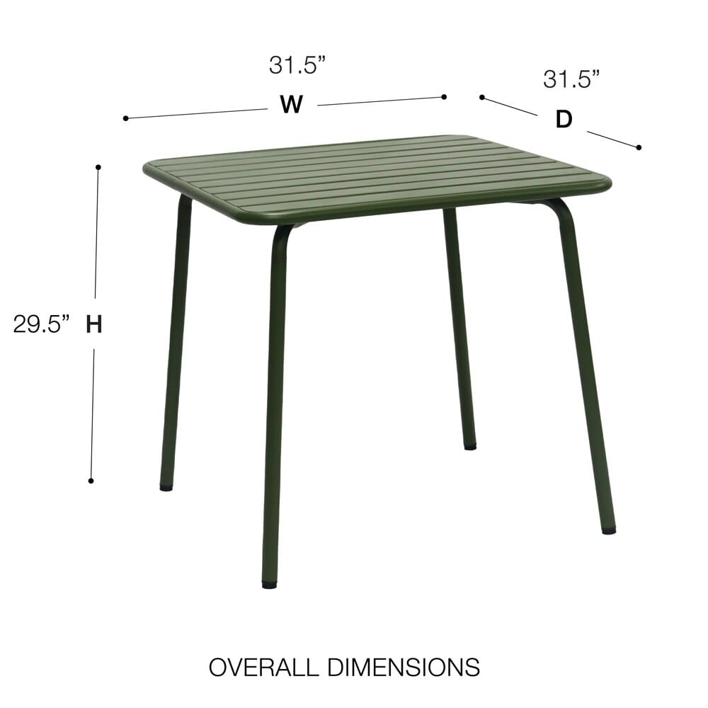 Euro Style - Rosco 32inW Outdoor Square Table, Dark Green - 90861-DKGRN veiw 6