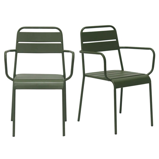 Euro Style - Rosco Stackable Outdoor Armchairs, Dark Green - Set of 2 - 90865-DKGRN veiw 1