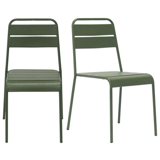 Euro Style - Rosco Stackable Outdoor Side Chairs, Dark Green - Set of 2 - 90867-DKGRN veiw 1