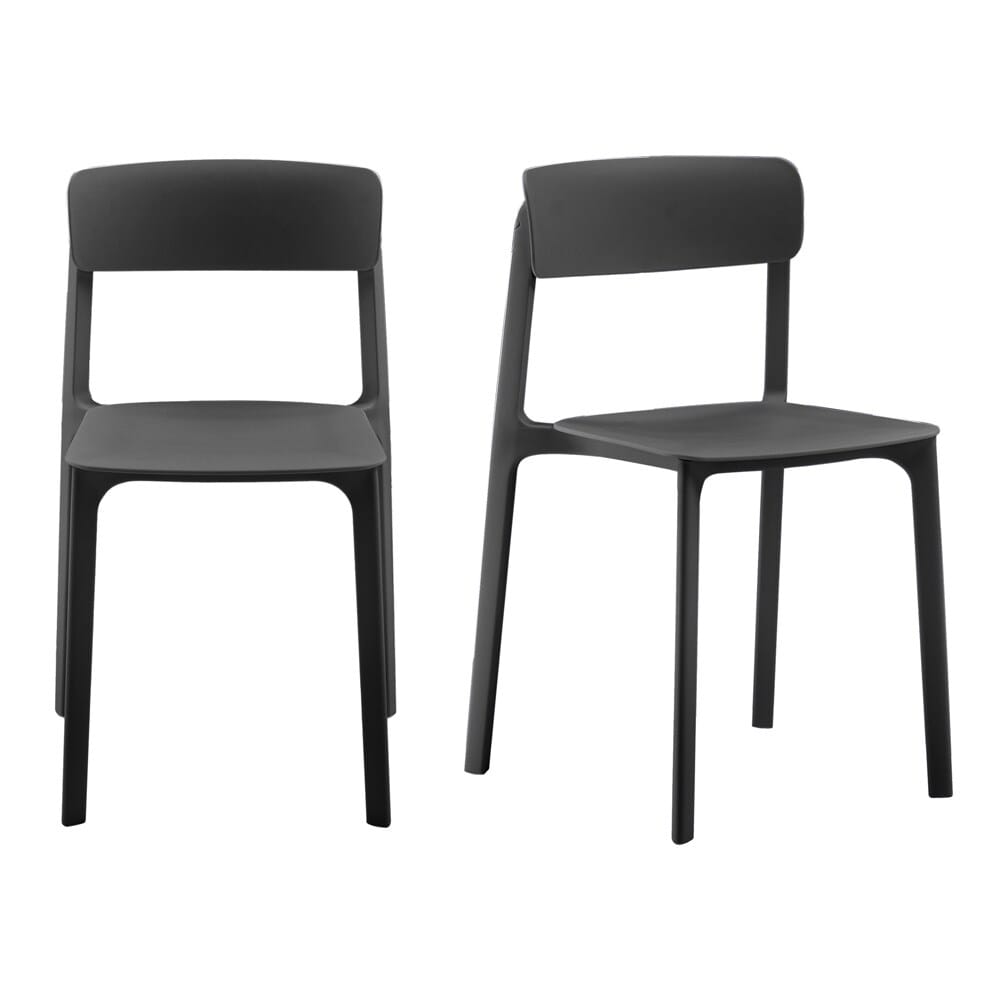 Euro Style - Tibo Stackable Outdoor Side Chairs, Black - Set of 2 - 80074-BLK veiw 1