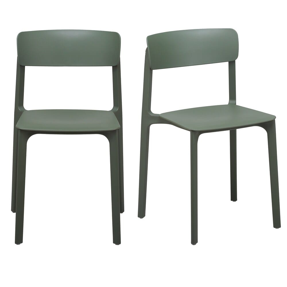 Euro Style - Tibo Stackable Outdoor Side Chairs, Green - Set of 2 - 80074-GRN veiw 1
