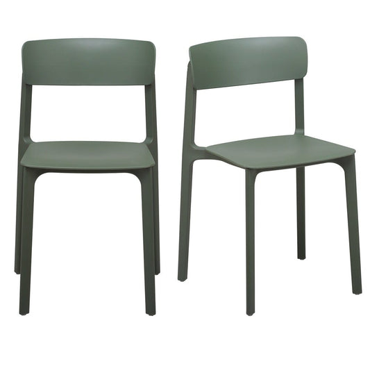 Euro Style - Tibo Stackable Outdoor Side Chairs, Green - Set of 2 - 80074-GRN veiw 1