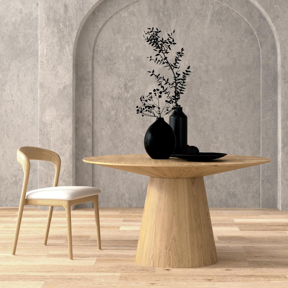 Euro Style - Wesley 53inW Round Dining Table, Oak - 38656OAK-KIT veiw 6