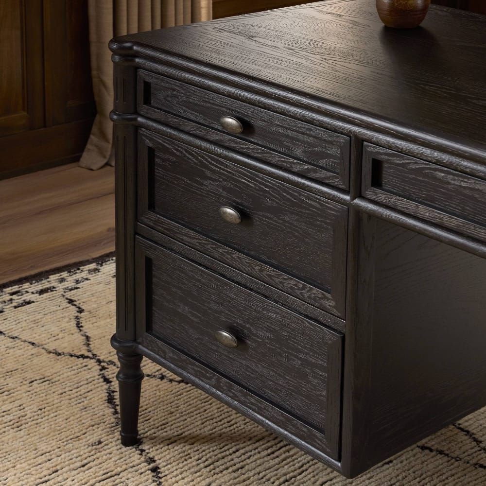 Four Hands - Collins - Toulouse Executive Desk - Distressed Black - 231890-002 veiw 7