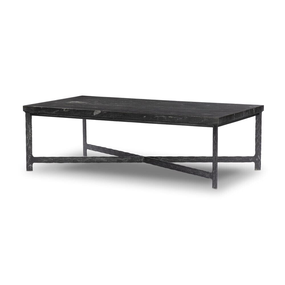 Four Hands - Element - Hammered Iron Coffee Table - Charcoal Marble - 236010-001 veiw 1