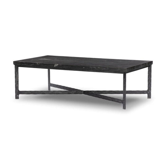Four Hands - Element - Hammered Iron Coffee Table - Charcoal Marble - 236010-001 veiw 1