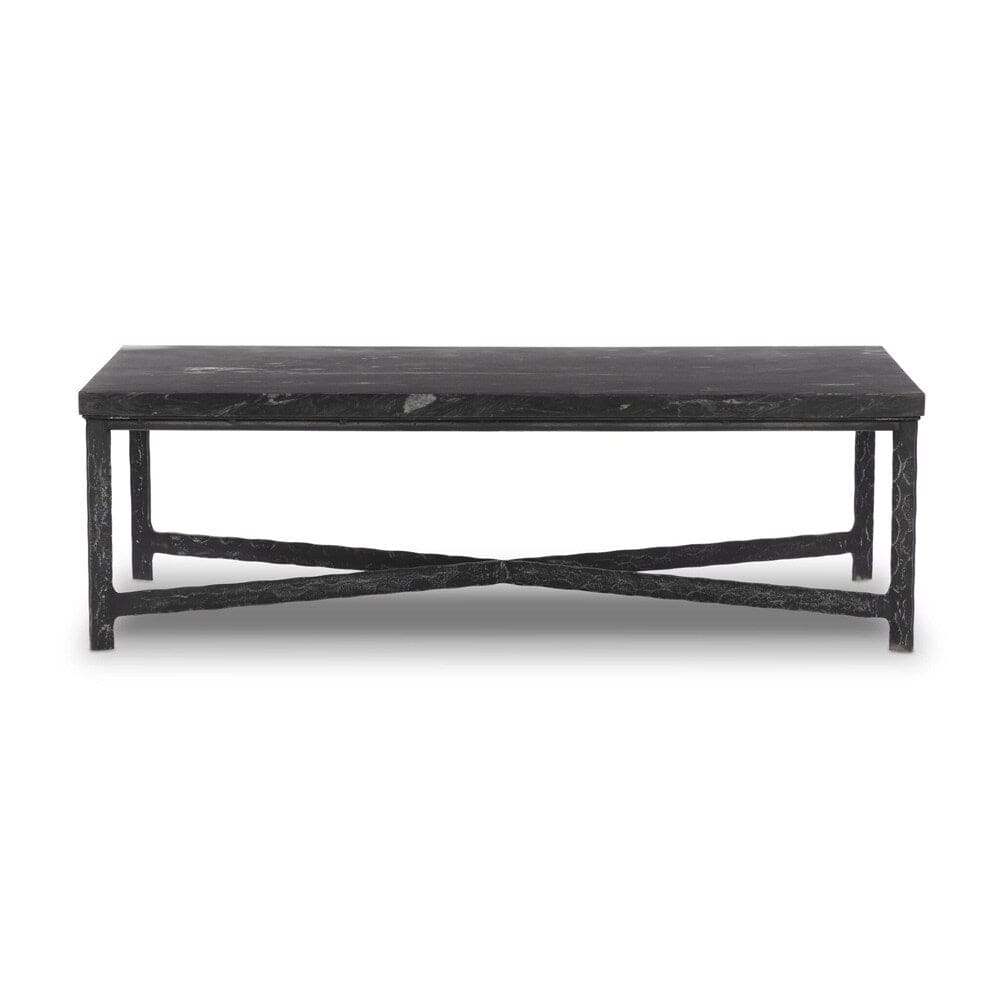 Four Hands - Element - Hammered Iron Coffee Table - Charcoal Marble - 236010-001 veiw 2