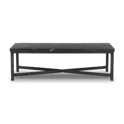 Four Hands - Element - Hammered Iron Coffee Table - Charcoal Marble - 236010-001 veiw 2