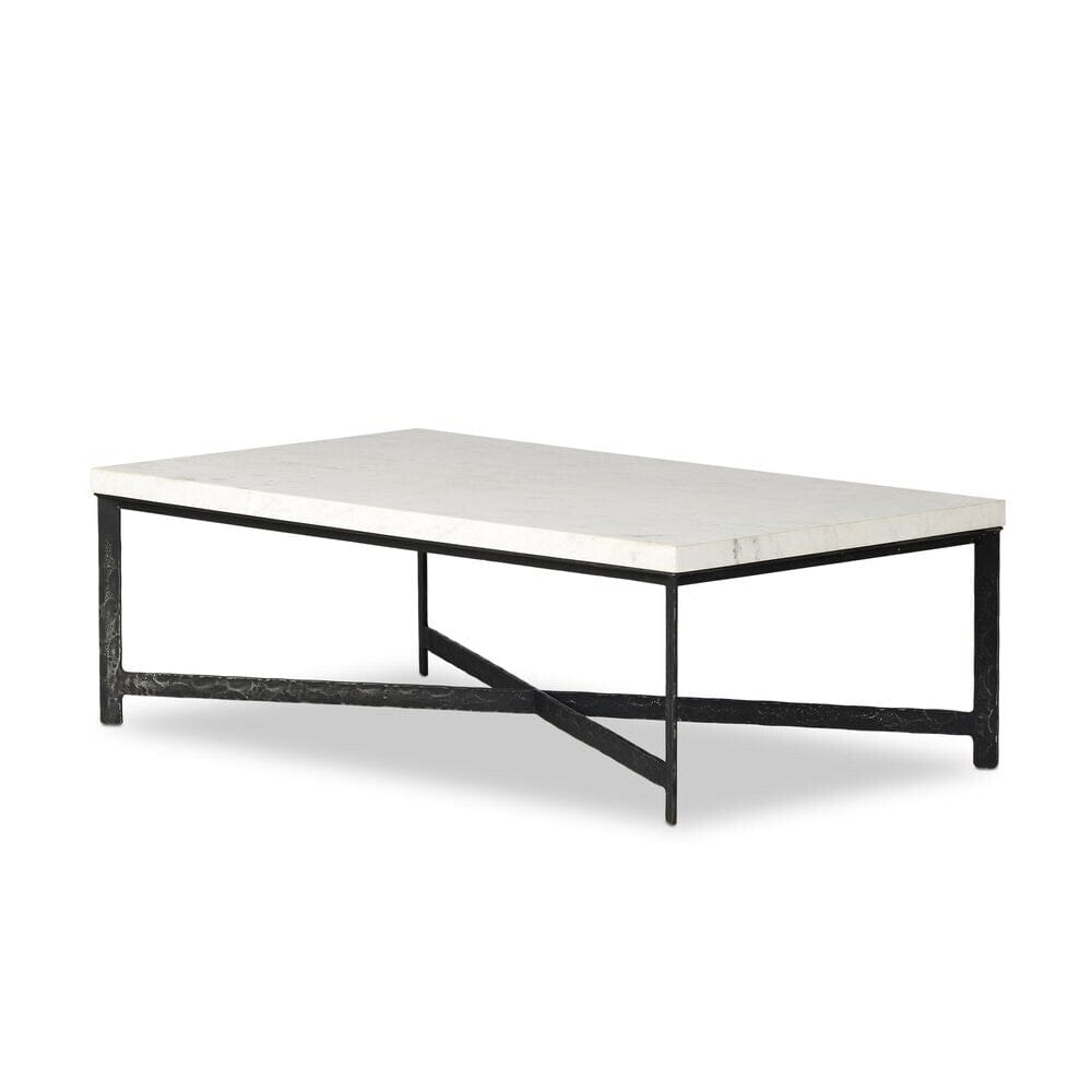 Four Hands - Element - Hammered Iron Coffee Table - White Marble - 236010-002 veiw 1