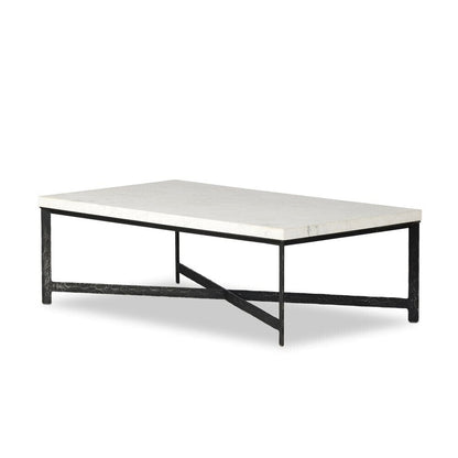 Four Hands - Element - Hammered Iron Coffee Table - White Marble - 236010-002 veiw 1
