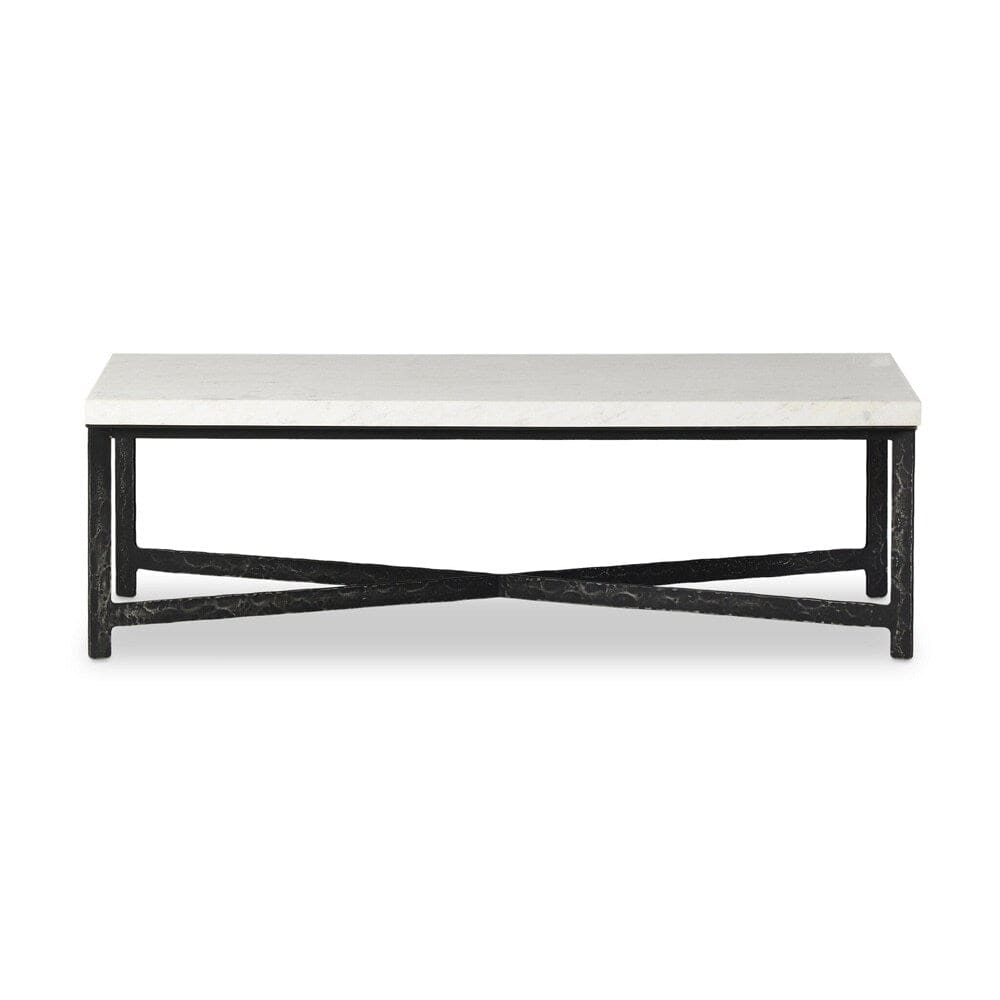 Four Hands - Element - Hammered Iron Coffee Table - White Marble - 236010-002 veiw 2