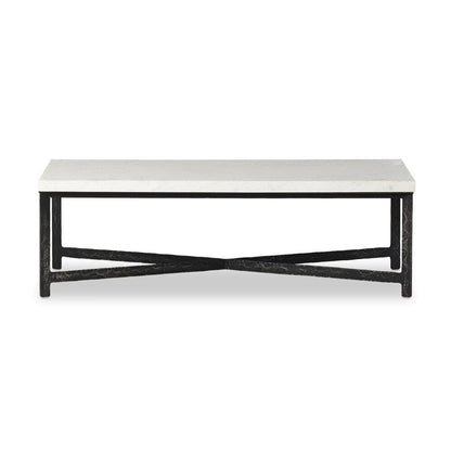Four Hands - Element - Hammered Iron Coffee Table - White Marble - 236010-002 veiw 2