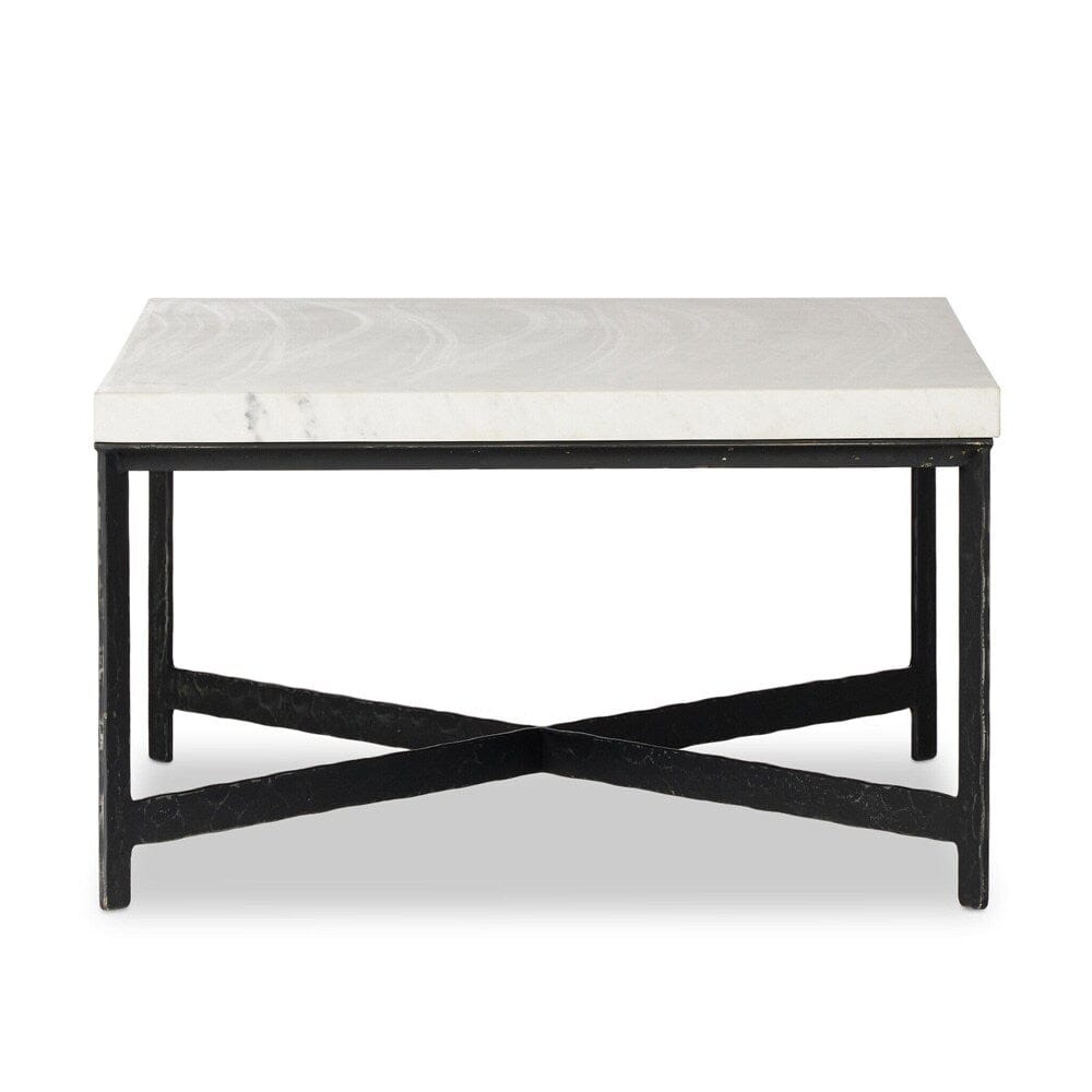 Four Hands - Element - Hammered Iron Coffee Table - White Marble - 236010-002 veiw 3