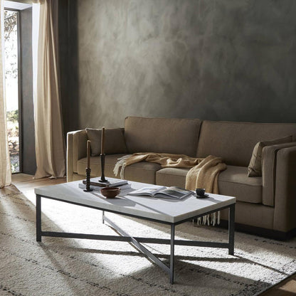 Four Hands - Element - Hammered Iron Coffee Table - White Marble - 236010-002 veiw 4
