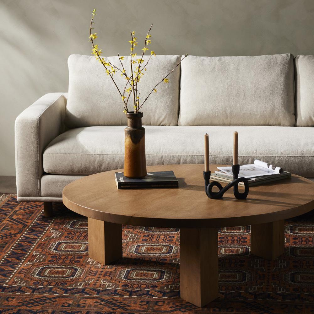 Four Hands - Harmon - Mesa Round Coffee Table - Light Brushed Parawood - 234698-001 veiw 3