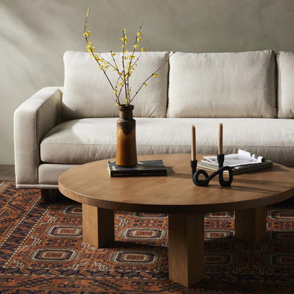 Four Hands - Harmon - Mesa Round Coffee Table - Light Brushed Parawood - 234698-001 veiw 3