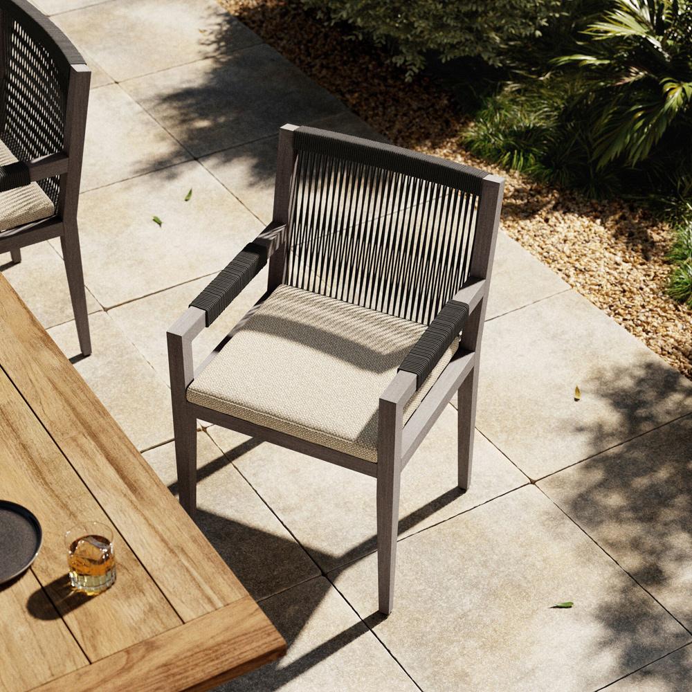 Four Hands - Solano - Sherwood Outdoor Dining Armchair, Weathered Grey - Faye Sand - 223831-010 veiw 4