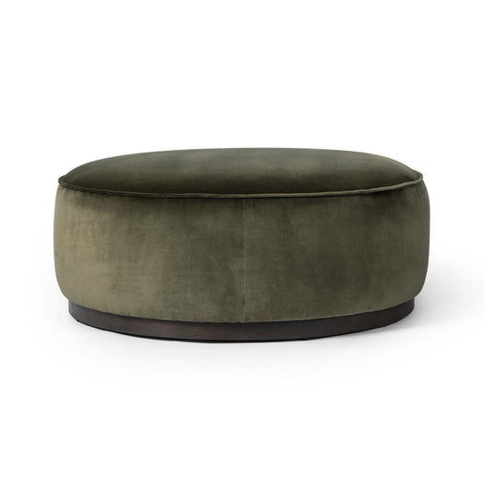 Four Hands - Westgate - Sinclair Large Round Ottoman - Surrey Olive - 106119-019 veiw 2