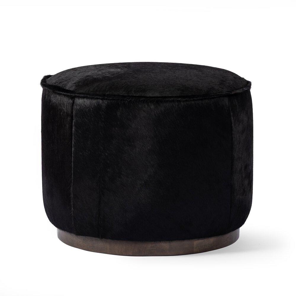 Four Hands - Westgate - Sinclair Round Ottoman - Dark Hair on Hide - 106074-015 veiw 1